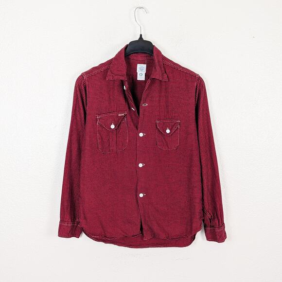 Post O'ALLS Men's Button up Shirt Red Mini check Size Medium - Picture 1 of 8